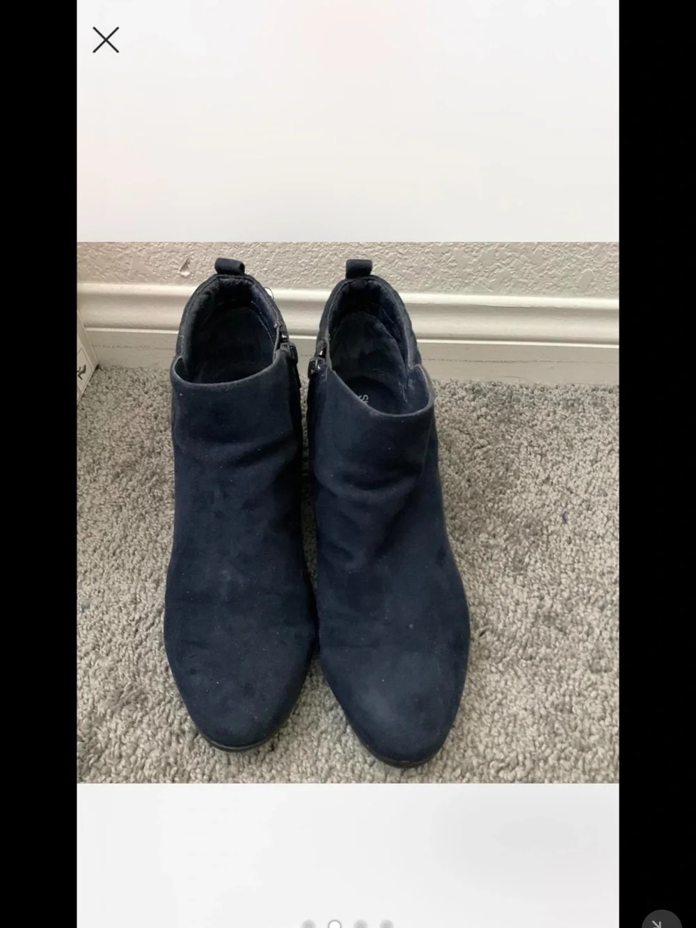 Style & Co. Navy Suede Ankle Booties with Quilted Heel